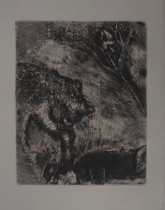 «La huida, el oso y los dos viajeros» - Aguafuerte original - Ref. Sorlier n.º 157