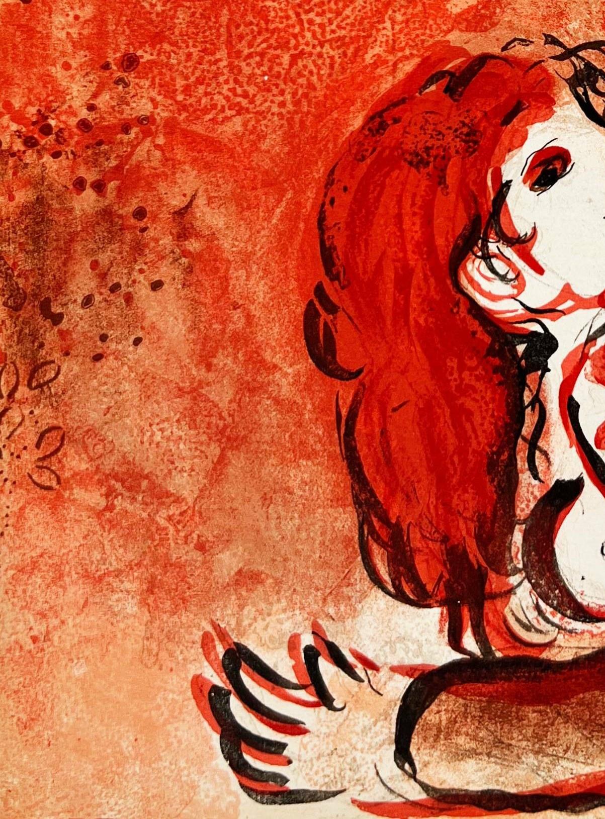 The Face of Israel (Orange), Figurative Print, von Marc Chagall