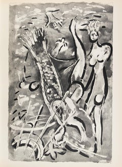 Die Sintflut, der Fisch und eine Frau - Héliogravüre von Marc Chagall - 1960