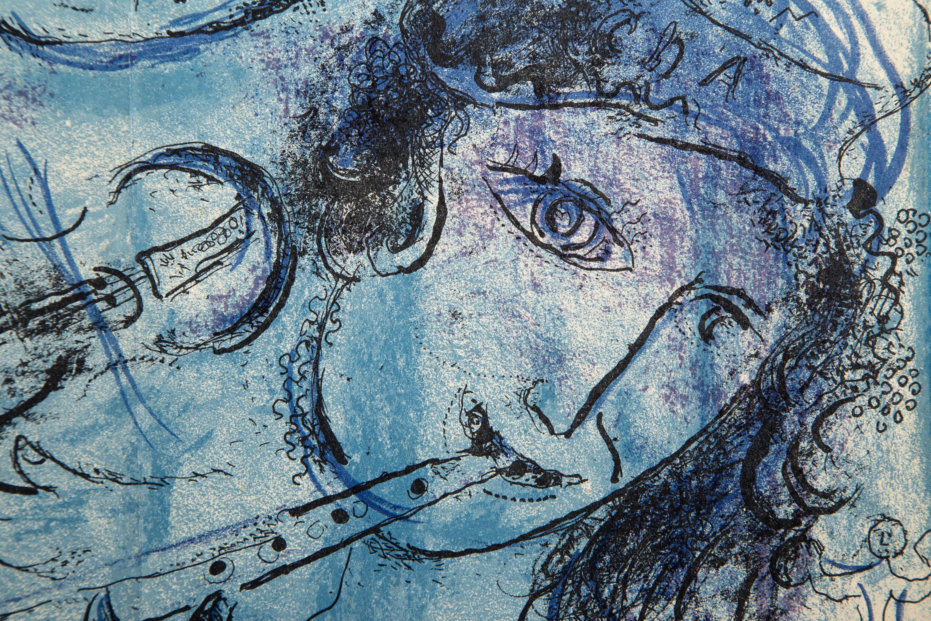 The Flute Player, Lithograph by Marc Chagall For Sale 1