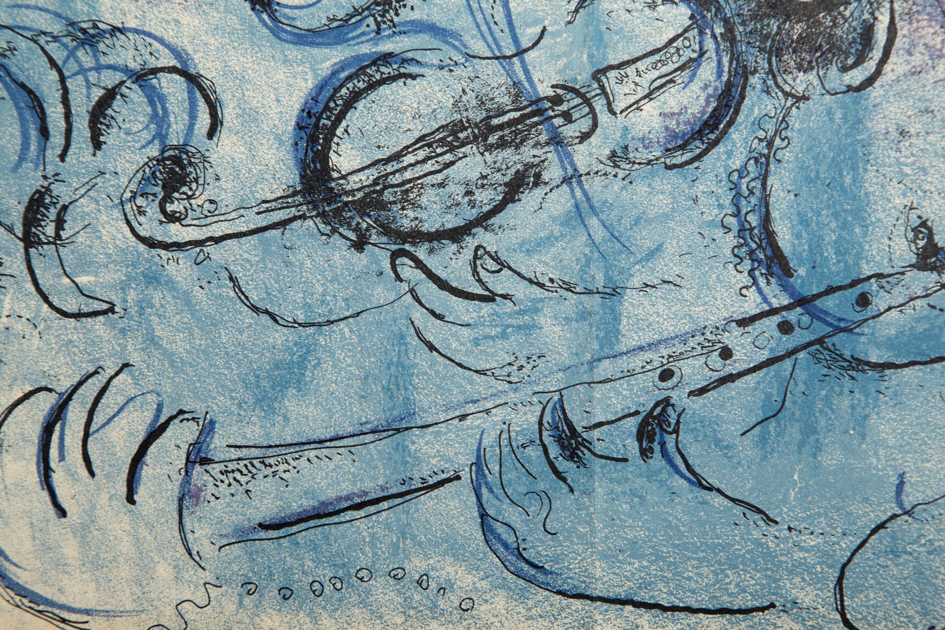 The Flute Player, Lithograph by Marc Chagall For Sale 2