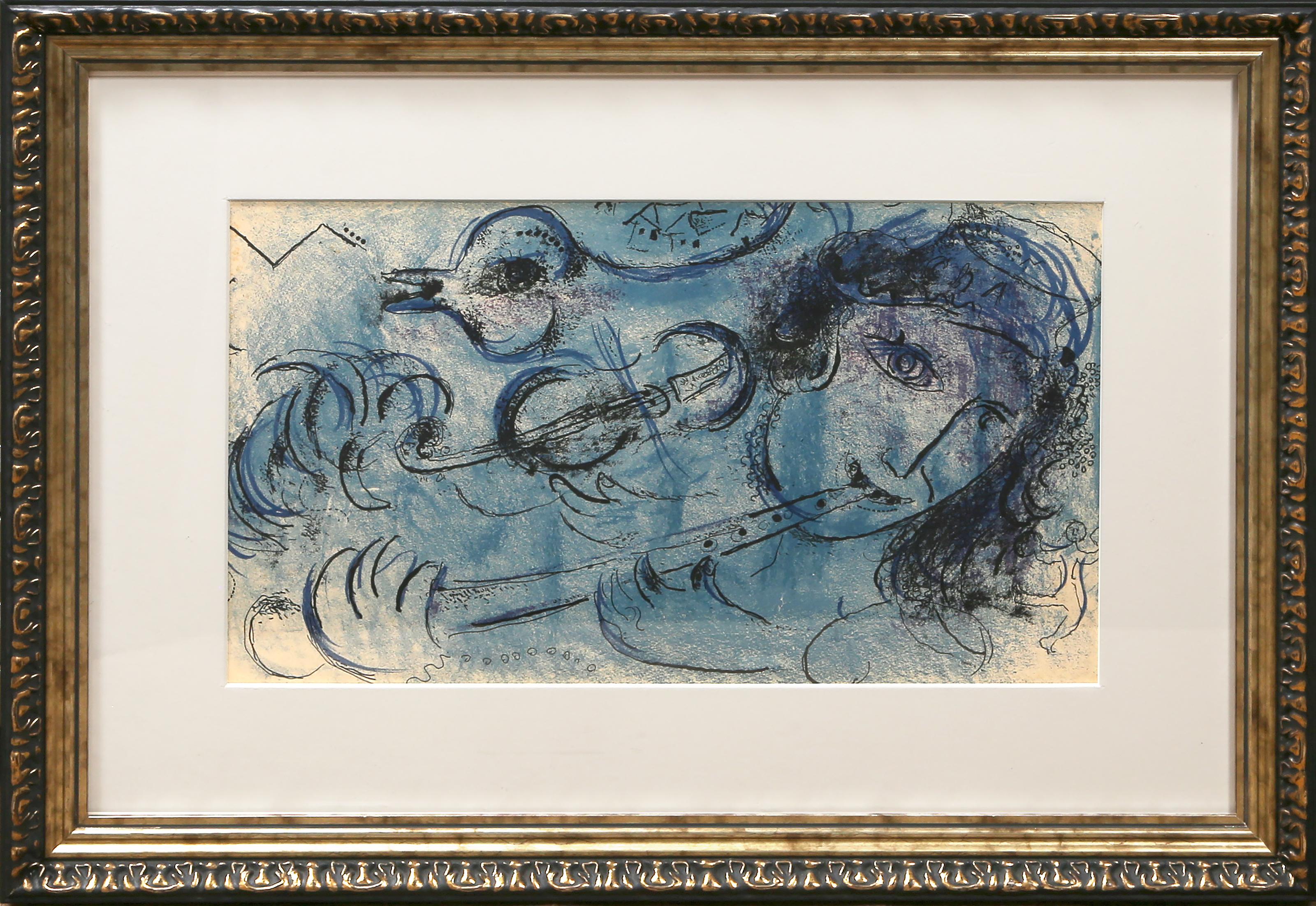 El flautista, litografía de Marc Chagall