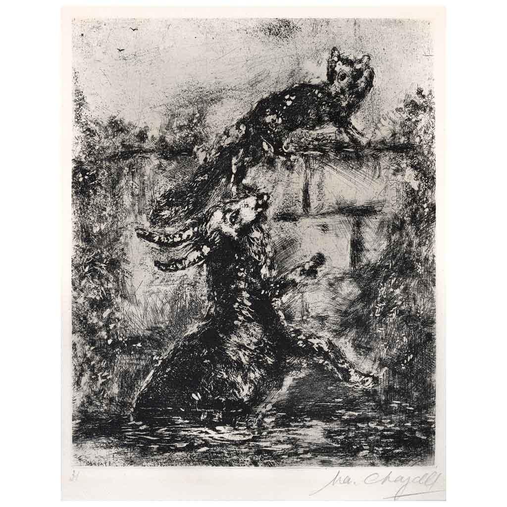 Marc Chagall Animal Print - The fox and the ram, 1927
