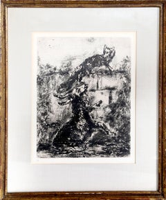 Vintage The Fox and the Ram, Etching by Marc Chagall 1952