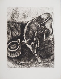The frog who wanted to be as big as the ox- Original etching - Ref. Sorlier #196