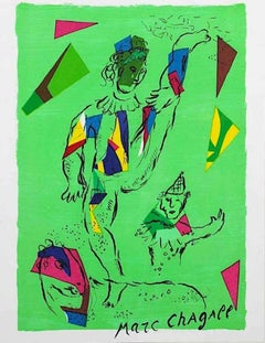Retro The Green Acrobat - Original Lithograph by Marc Chagall - 1979