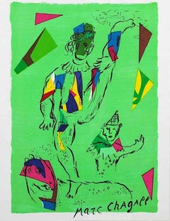 The Green Acrobat - Original Lithograph by Marc Chagall - 1979