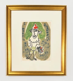 Marc Chagall, The Green Clown Lithograph, Modern Style, Unsigned, 1966, Framed