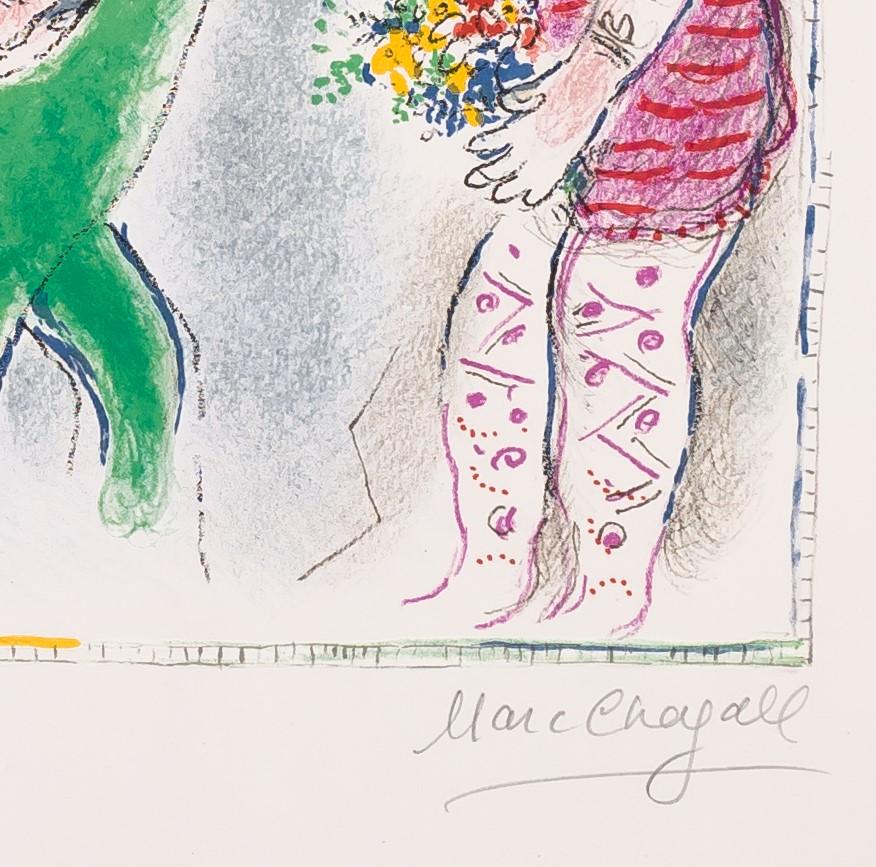 The Green Horse is a lithograph on paper with an image size of 14.5 x 10.25 inches, signed 'Marc Chagall' lower right and annotated 'epreuve d'artiste' lower left. From the edition of 50 plus some artist proofs of unknown quantity (Gauss/D.A.P.).