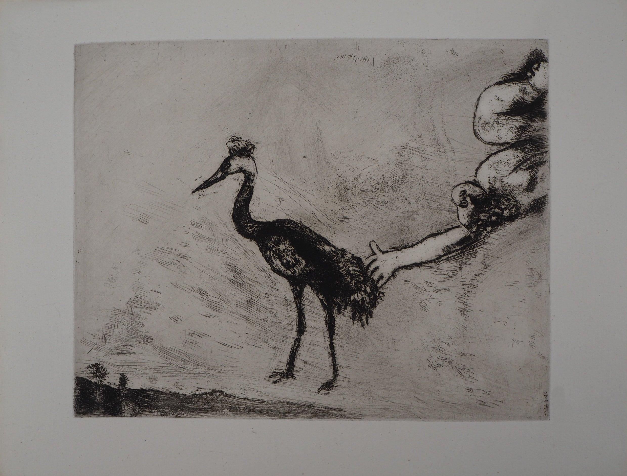 Marc Chagall Animal Print - The Heron (Frogs Asking for a King) - Original etching - Ref. Sorlier #123