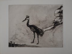 The Heron (Frogs Asking for a King) - Original etching - Ref. Sorlier #123