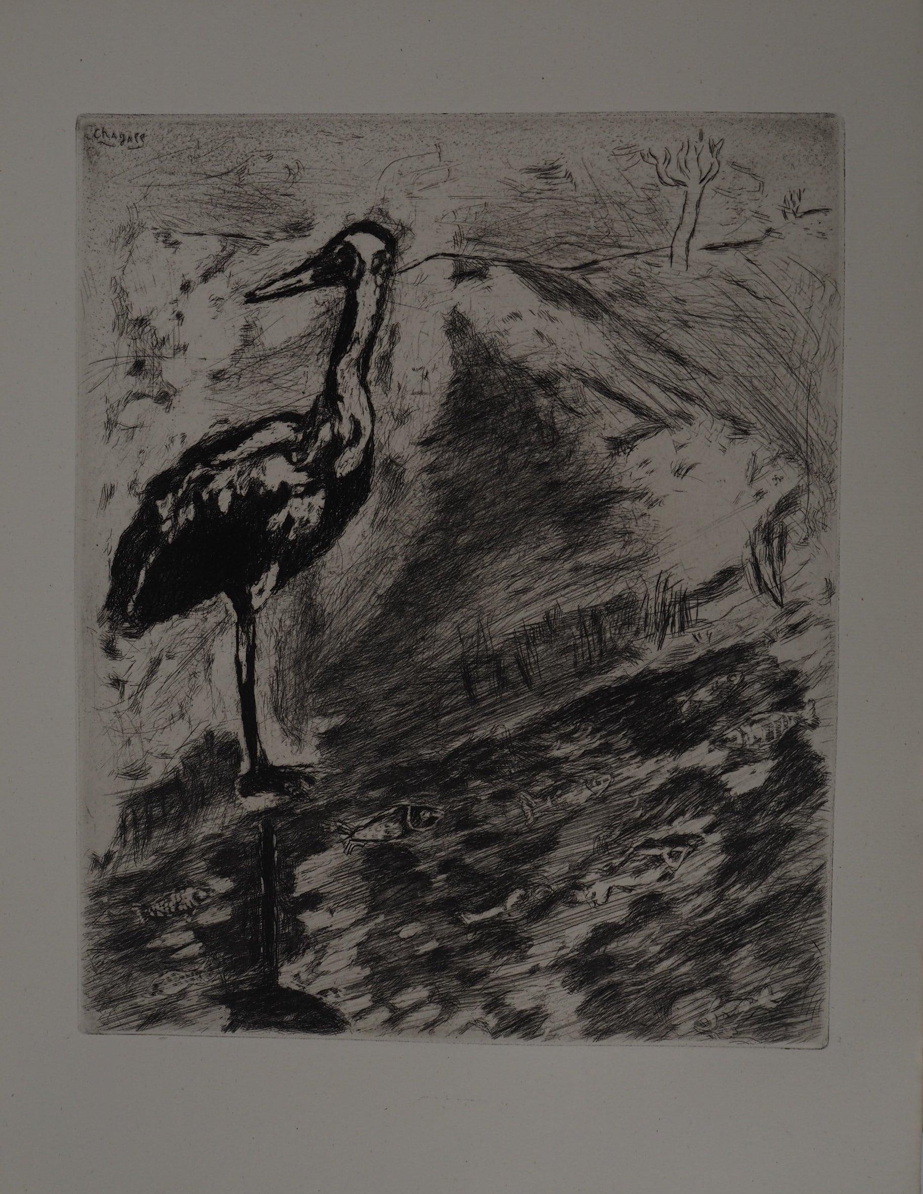 Marc Chagall Animal Print - The Heron - Original etching - Ref. Sorlier #167
