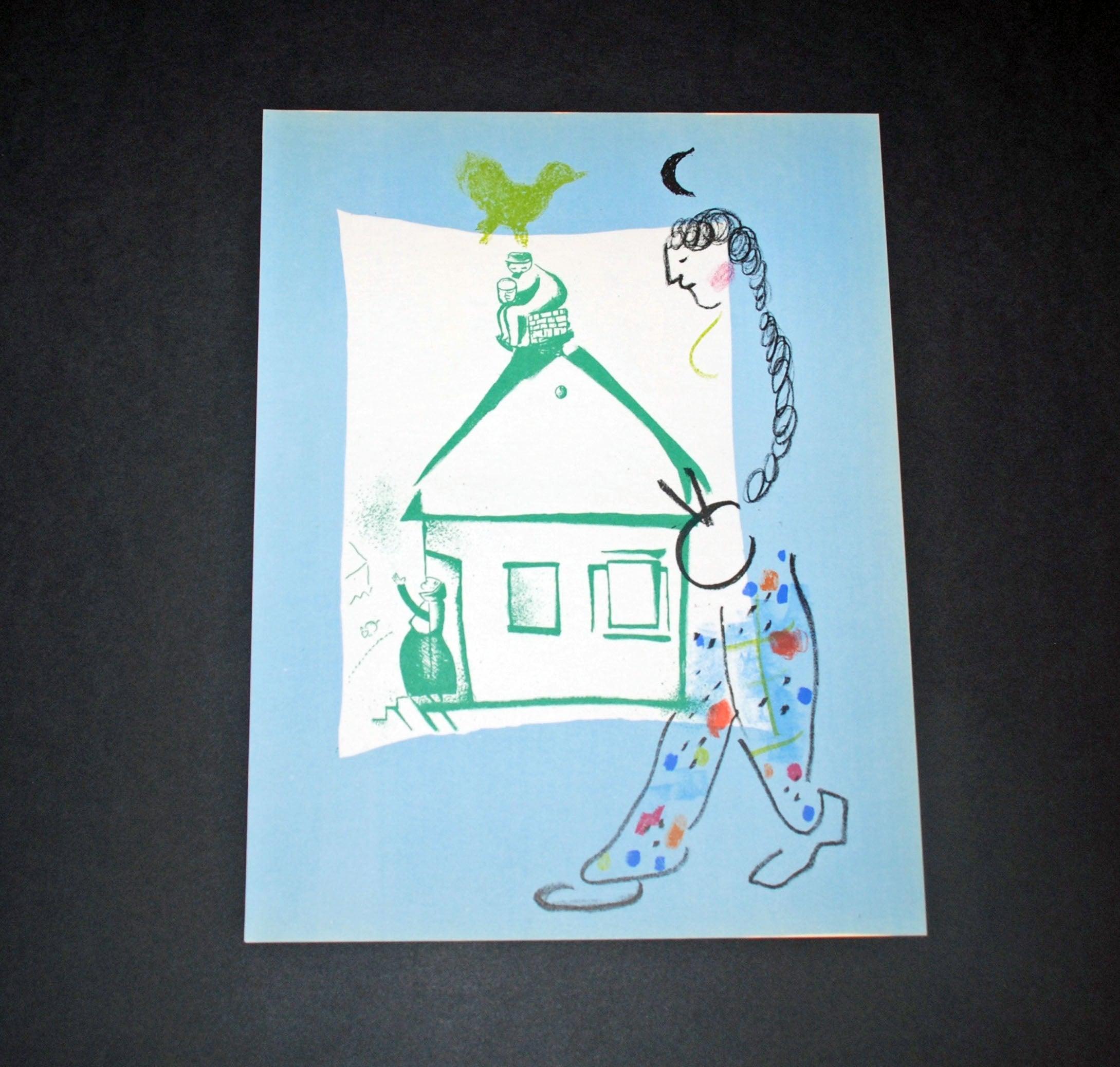 The House in My Village, from 1960 Mourlot Lithographe I - Modern Print by Marc Chagall