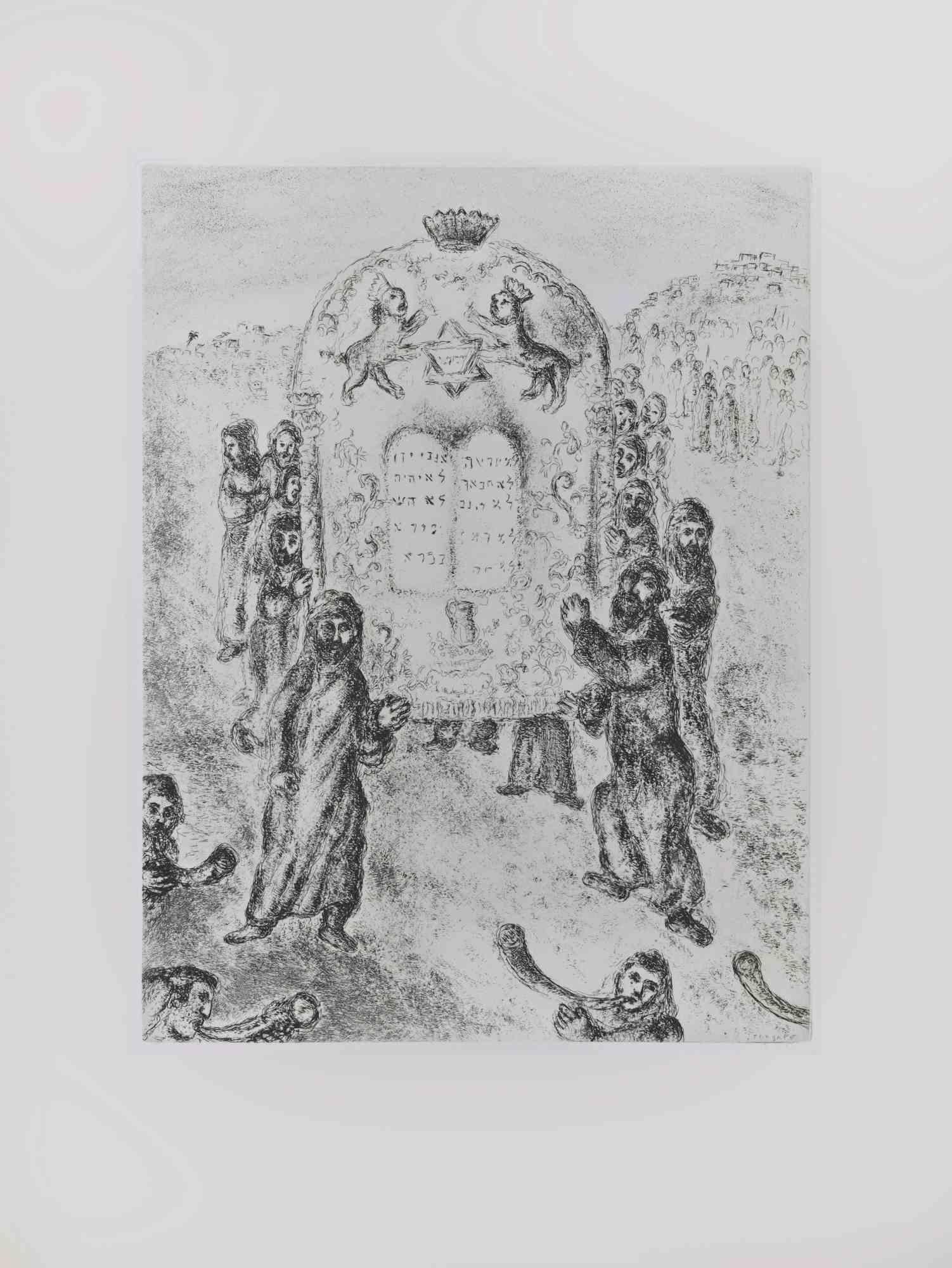 Etching on Montval wove paper, realized by Marc Chagall in 1931-39 and published by Tériade in 1956.

Belongs to the series "The Bible".

Edition of 275+30 out of commerce copies.

Not signed nor numbered, as issued.

Excellent impression with full