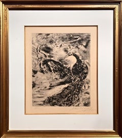 The Jay adorns with peacock feathers, original hand-signed lithograph, limited