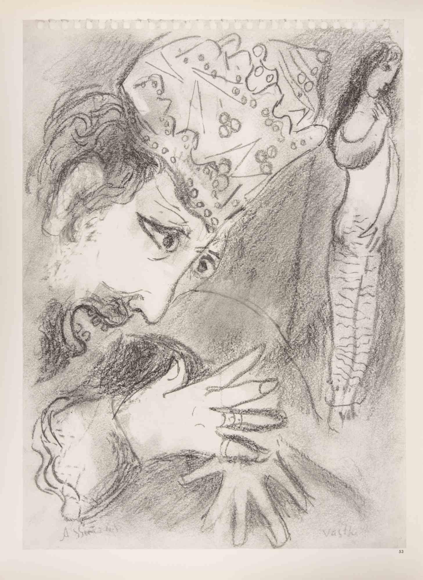 Der König und die Frau - Héliogravüre von Marc Chagall - 1960