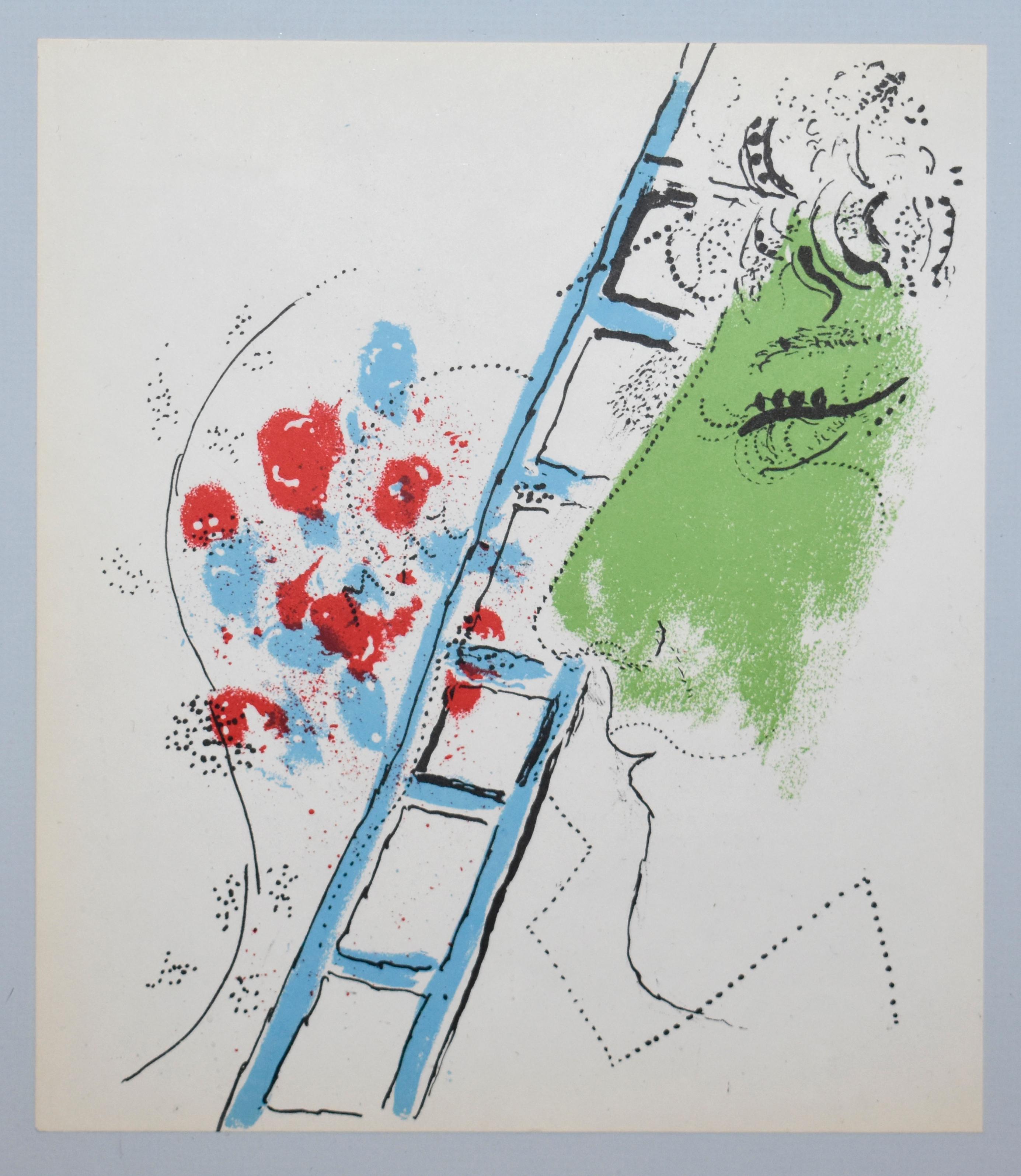 The Ladder - Gray Portrait Print by Marc Chagall