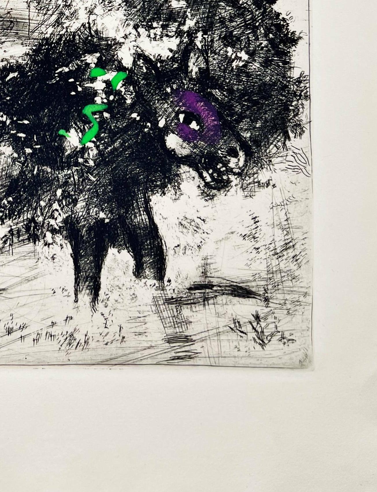 Marc Chagall (1887-1985) - Le lion va à la chasse et l'âne

Gravure de 1954.

Edition de 100 exemplaires.

Rehaussé d'une aquarelle de l'artiste.

Dimensions de l'œuvre : 39 x 30 cm.

Référence : Cramer 22.

L'œuvre est en excellent état.