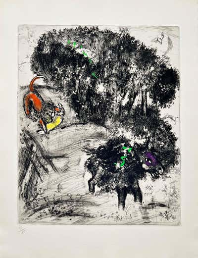 Marc Chagall - The Goats and the Lion - Original Etching - Ref. Sorlier ...