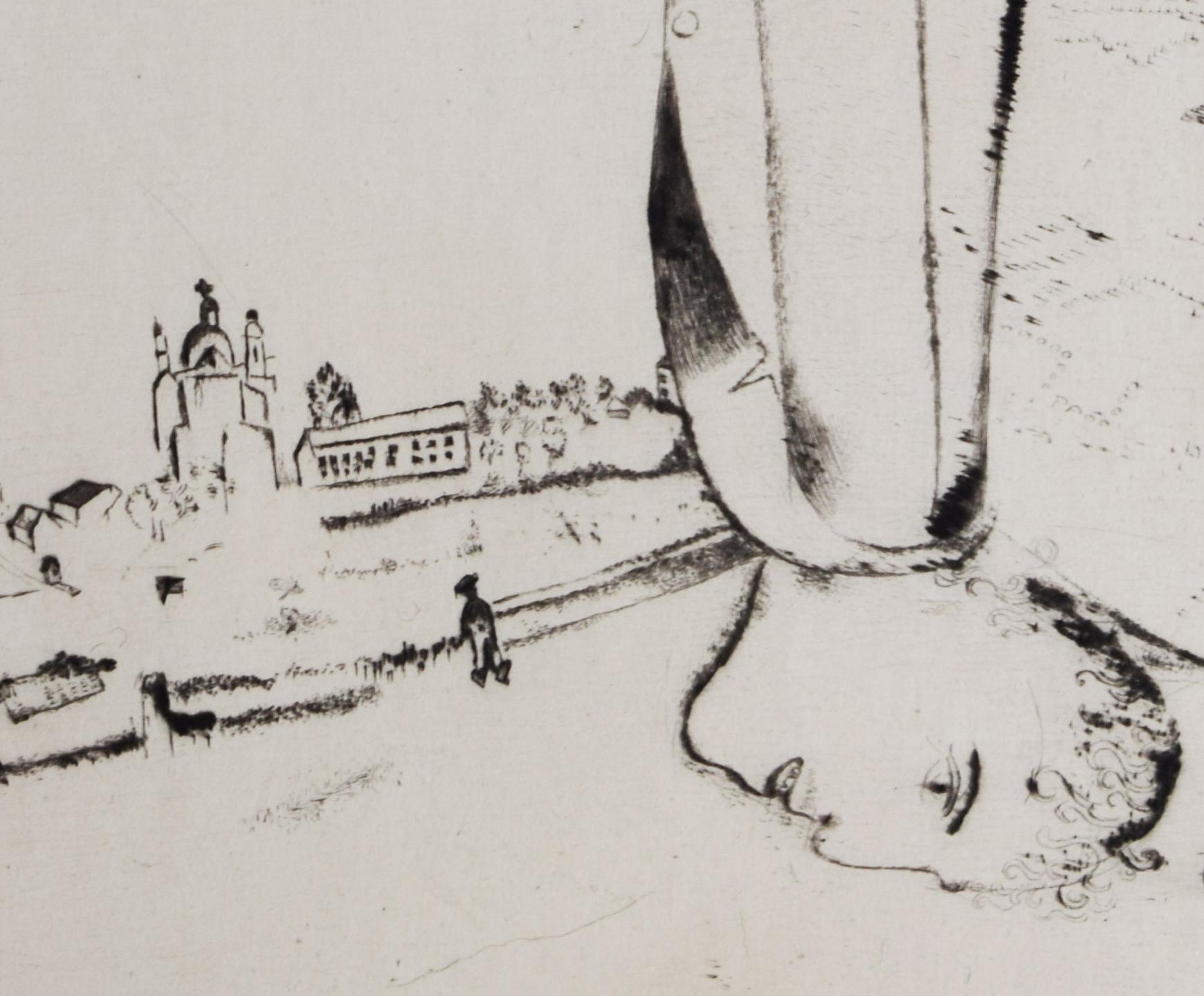 The Lovers from: My Life  Die Liebenden: Mein Leben - Russian French Berlin - Gray Figurative Print by Marc Chagall