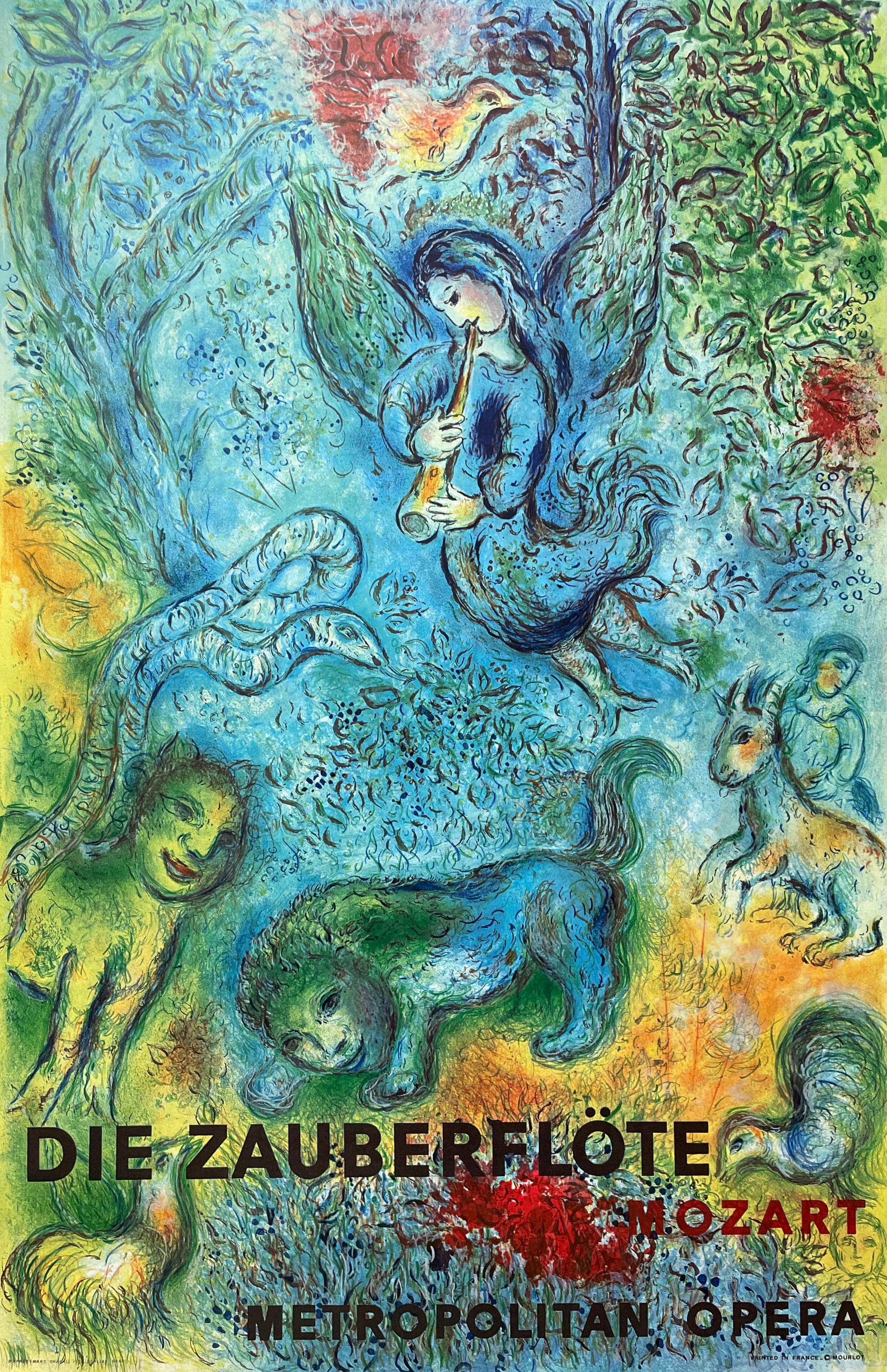 Marc Chagall Figurative Print - The Magic Flute Die Zauberflote, 1973 Metropolitan Opera Offset Lithograph