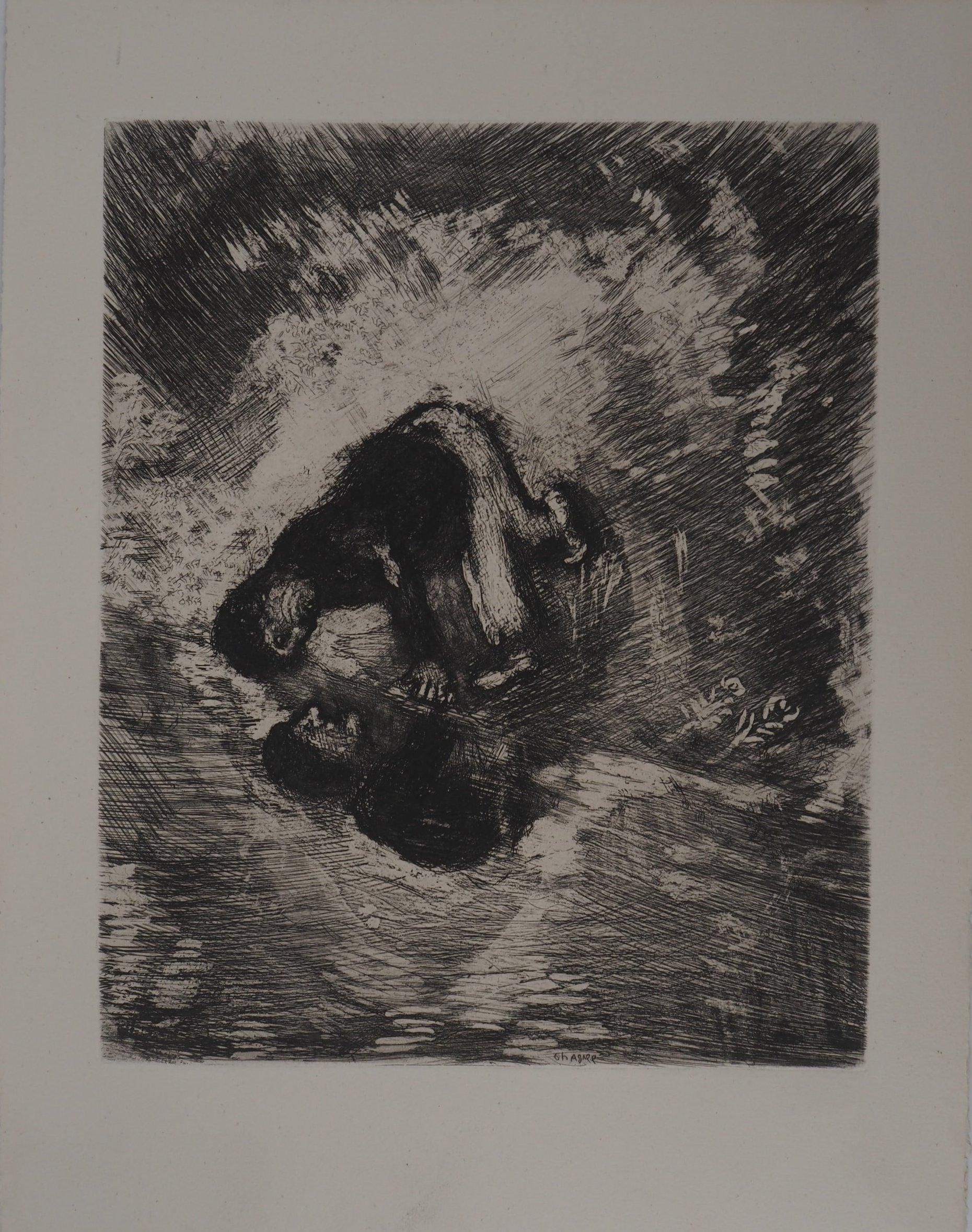 The Man and his Shadow - Original etching - Ref. Sorlier #100