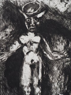 The Man and the Statue - Original Etching - Ref. Sorlier #133
