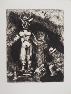The Man and the Statue - Original Etching - Ref. Sorlier #133