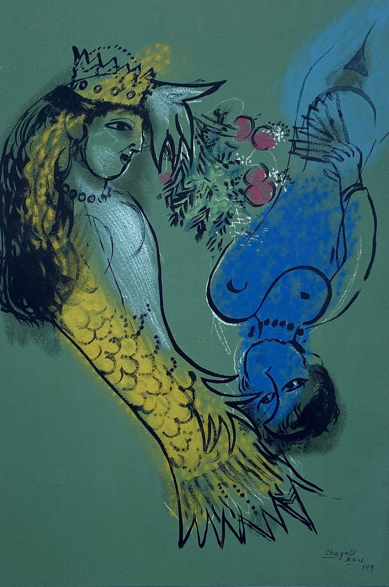 The Mermaid - Woodcut in colors signed in the plate - Print by Marc Chagall