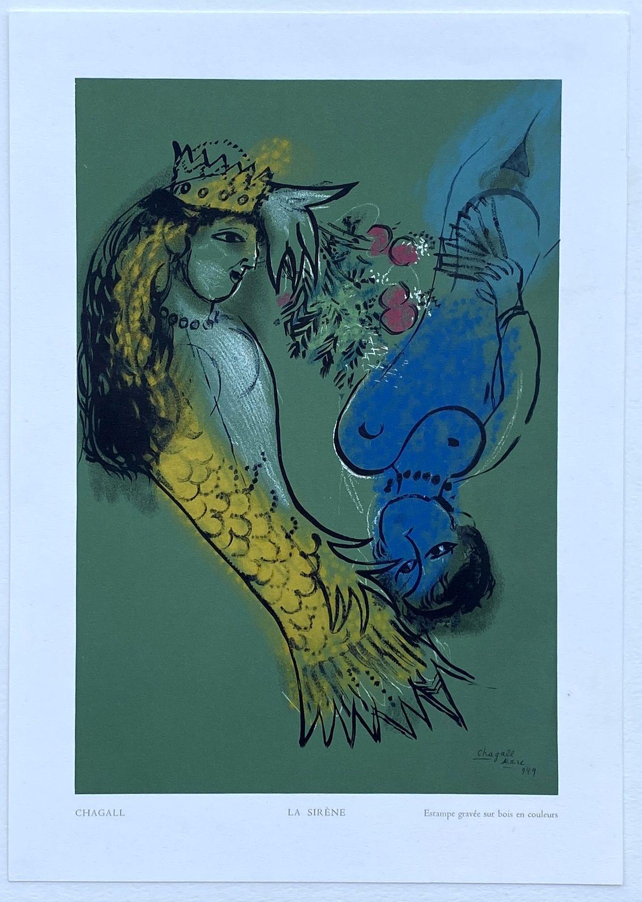 Marc Chagall Figurative Print - The Mermaid - Woodcut in colors signed in the plate