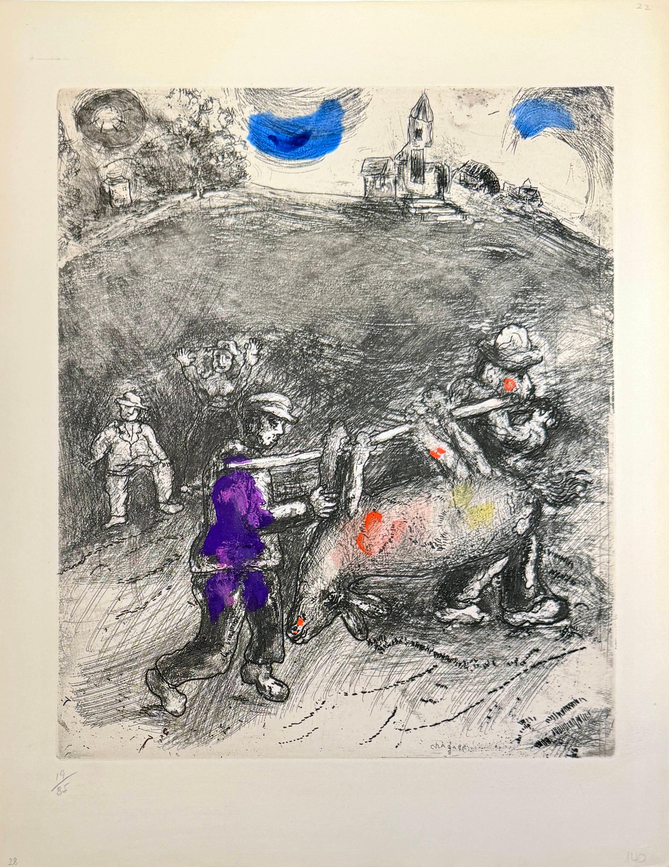 The Miller, His Son, and the Donkey - Modern Art by Marc Chagall