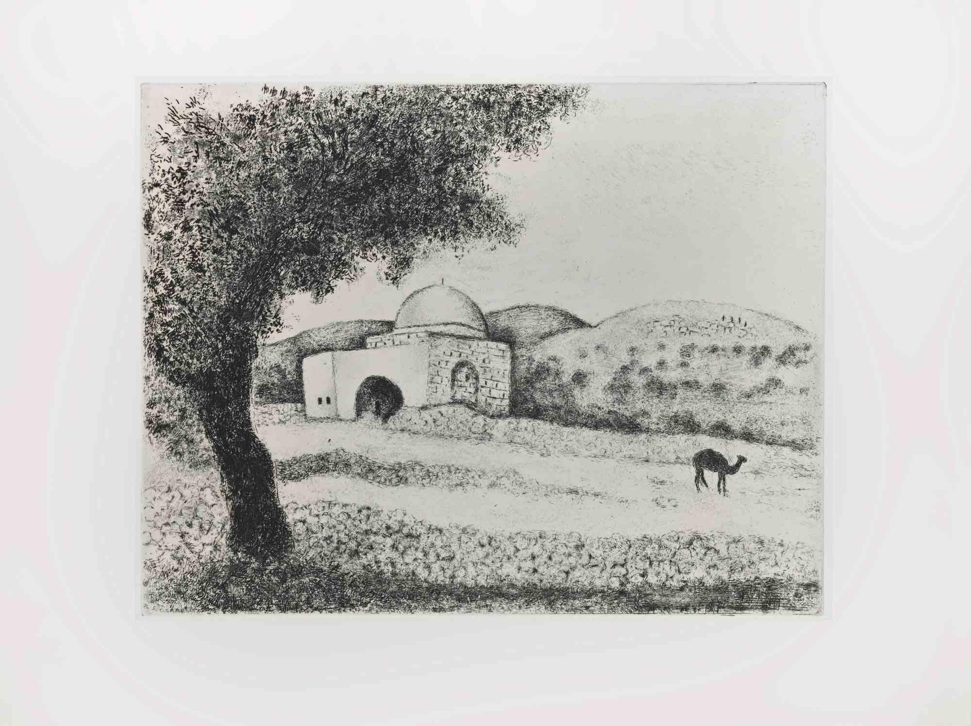 Radierung auf Montval-Gewebe, 1931-39 von Marc Chagall ausgeführt und 1956 von Tériade veröffentlicht.

Gehört zu der Serie "Die Bibel".

Auflage von 275+30 Exemplaren aus dem Handel.

Nicht signiert und nummeriert, wie ausgestellt.

Ausgezeichneter