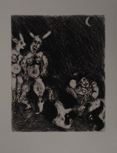 The Moonlight, The Satyr and the Traveler - Original etching - Ref. Sorlier #151