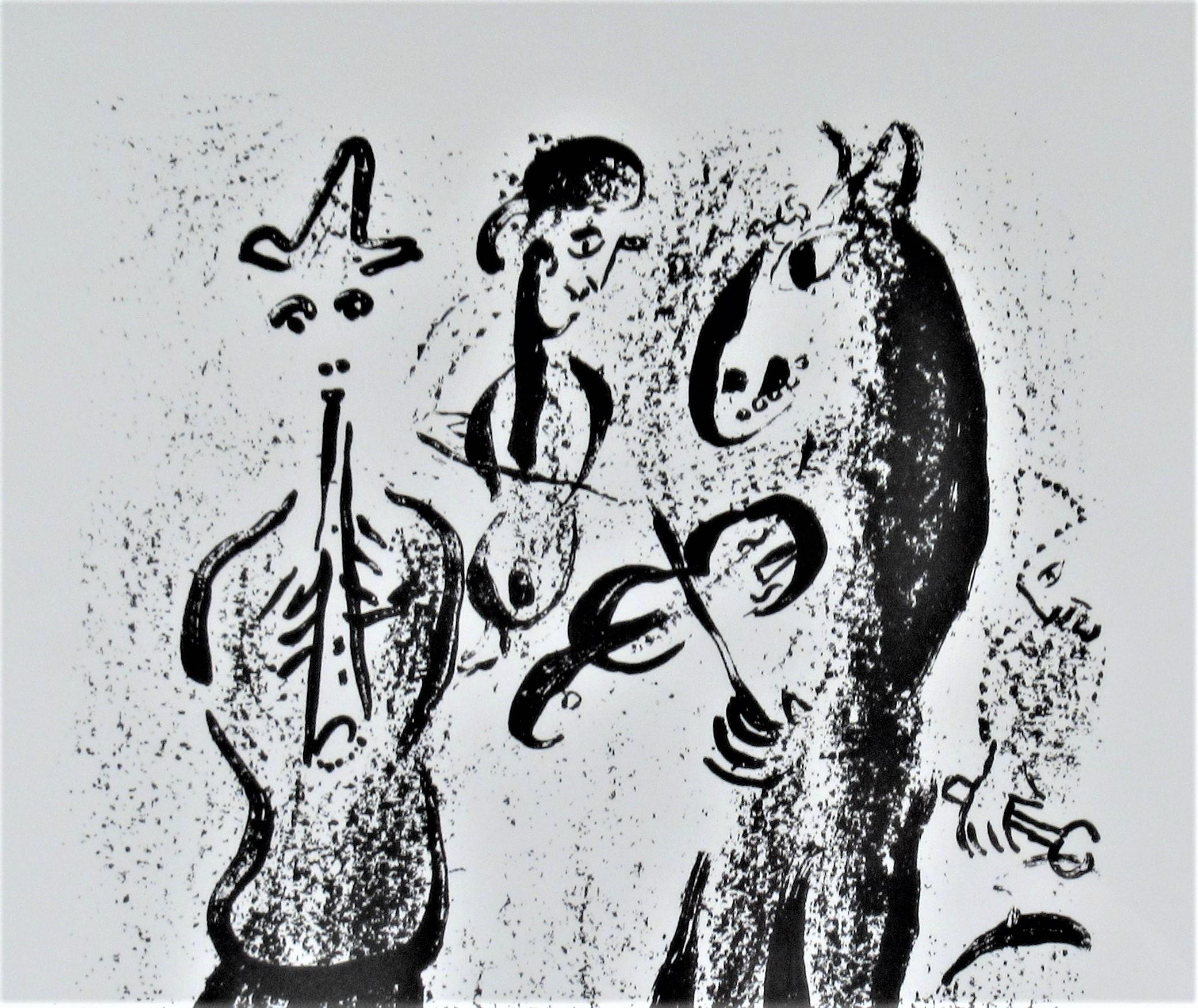 The Mountebanks - Beige Figurative Print by Marc Chagall