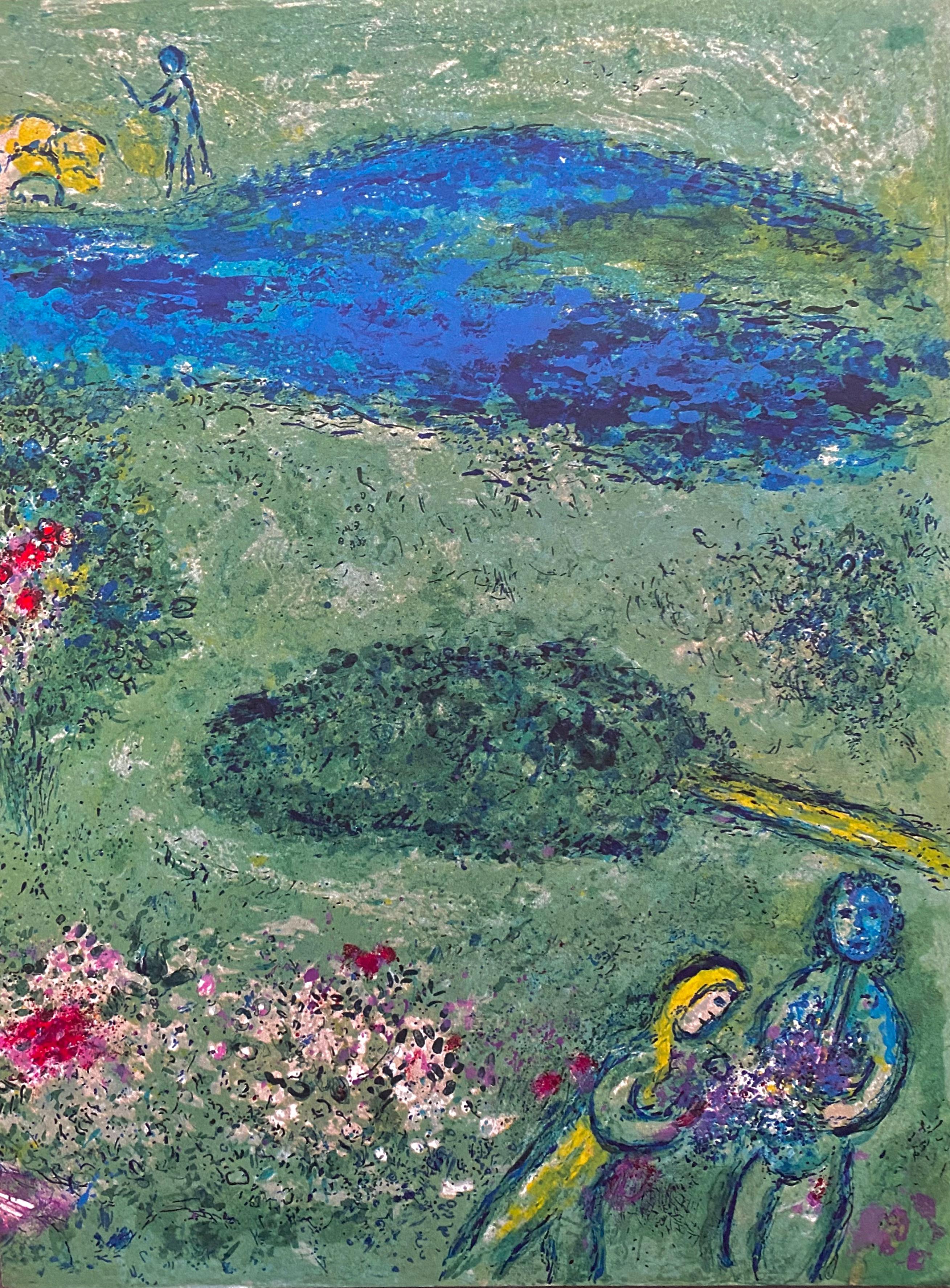 “The Orchard, ” Daphnis et Chloé (Cramer 46), Diptych  - Expressionist Print by Marc Chagall