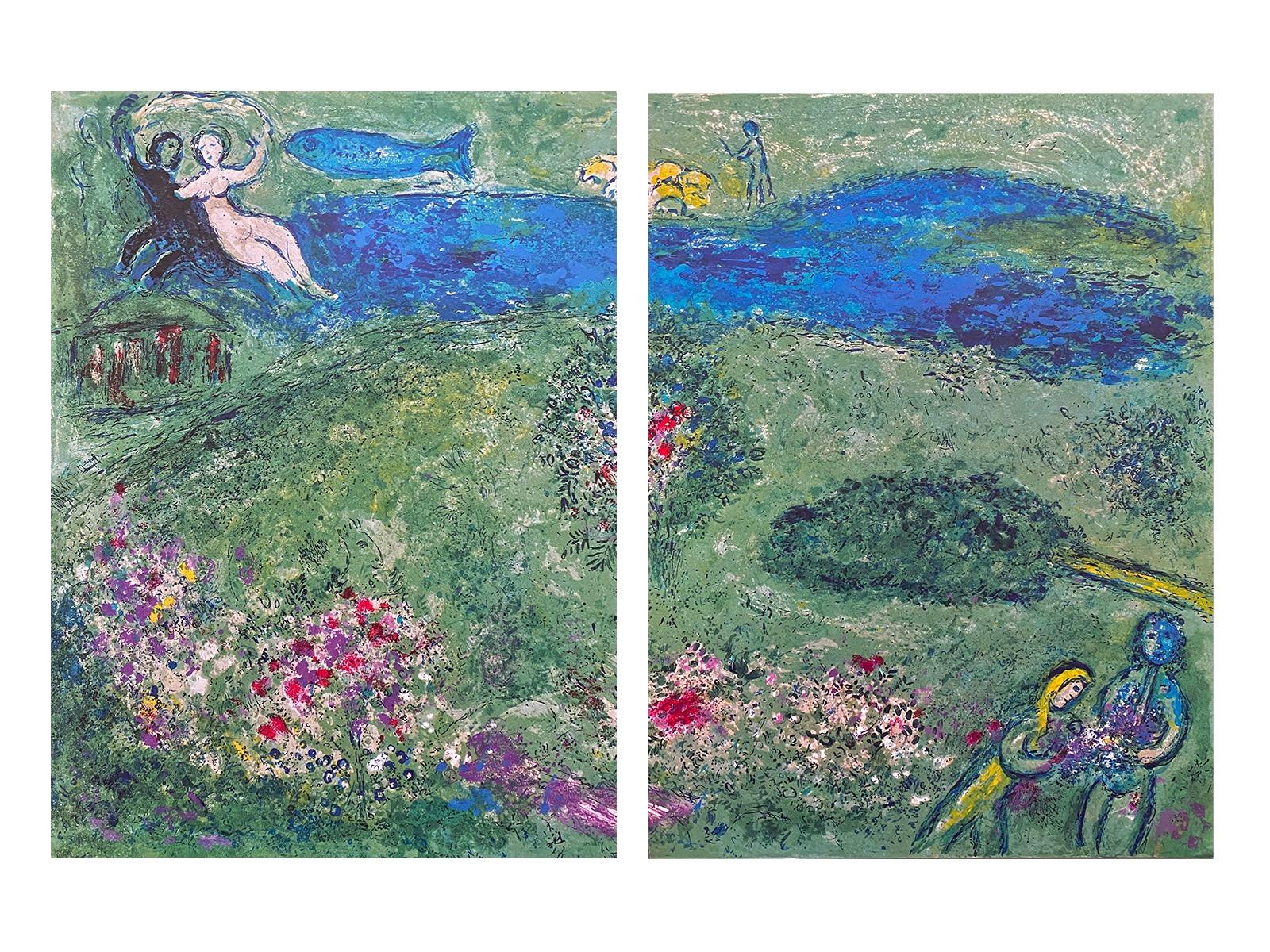 Marc Chagall Landscape Print - “The Orchard, ” Daphnis et Chloé (Cramer 46), Diptych 