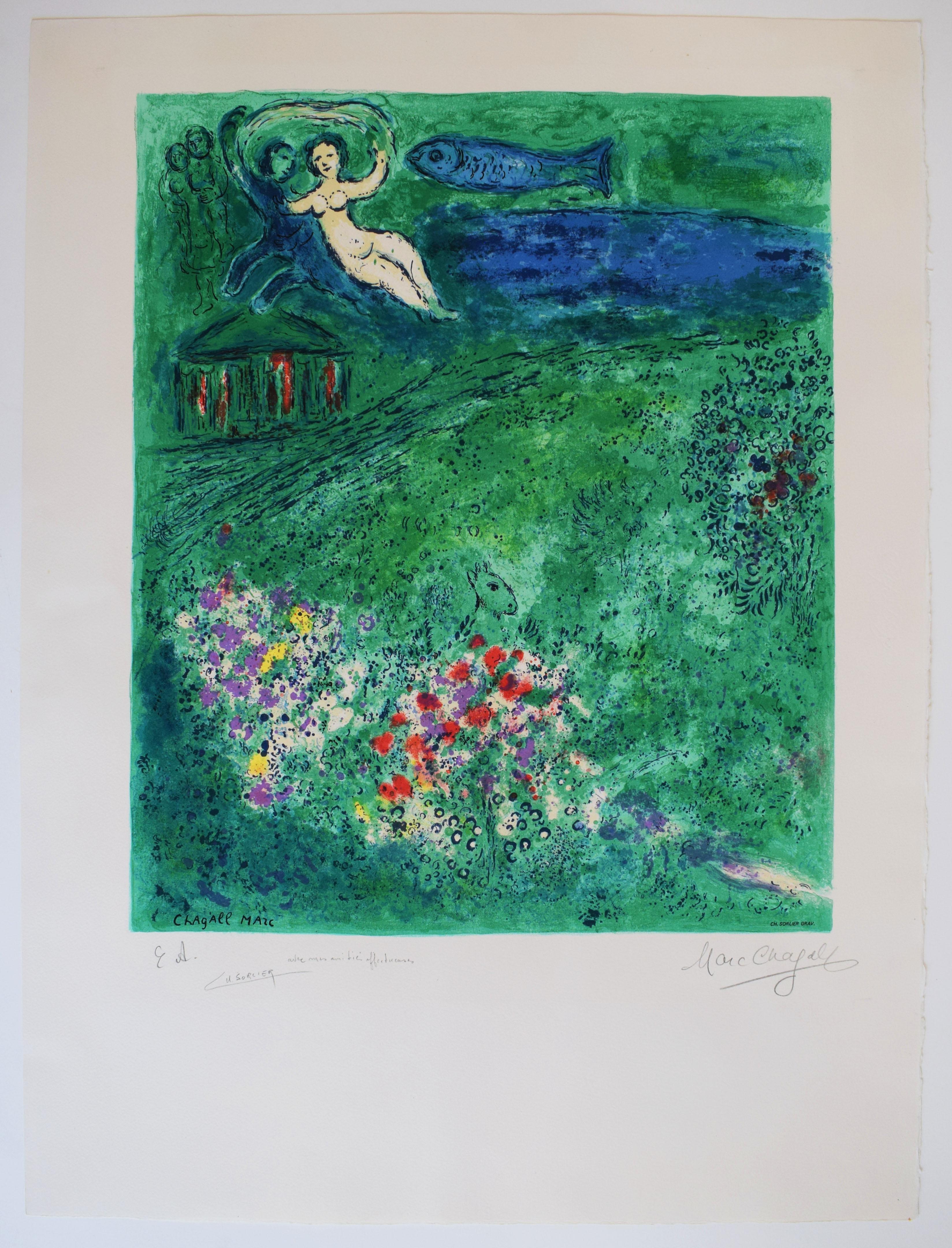 The Orchard  Le verger - Sorlier Teriade Obstgarten Nature Blumen – Print von Marc Chagall