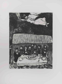 The Passover Feast - Etching by Marc Chagall - 1956