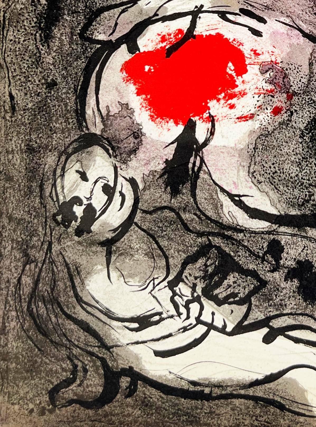 The Prophet Daniel in the Lions' Den - Black Figurative Print by Marc Chagall