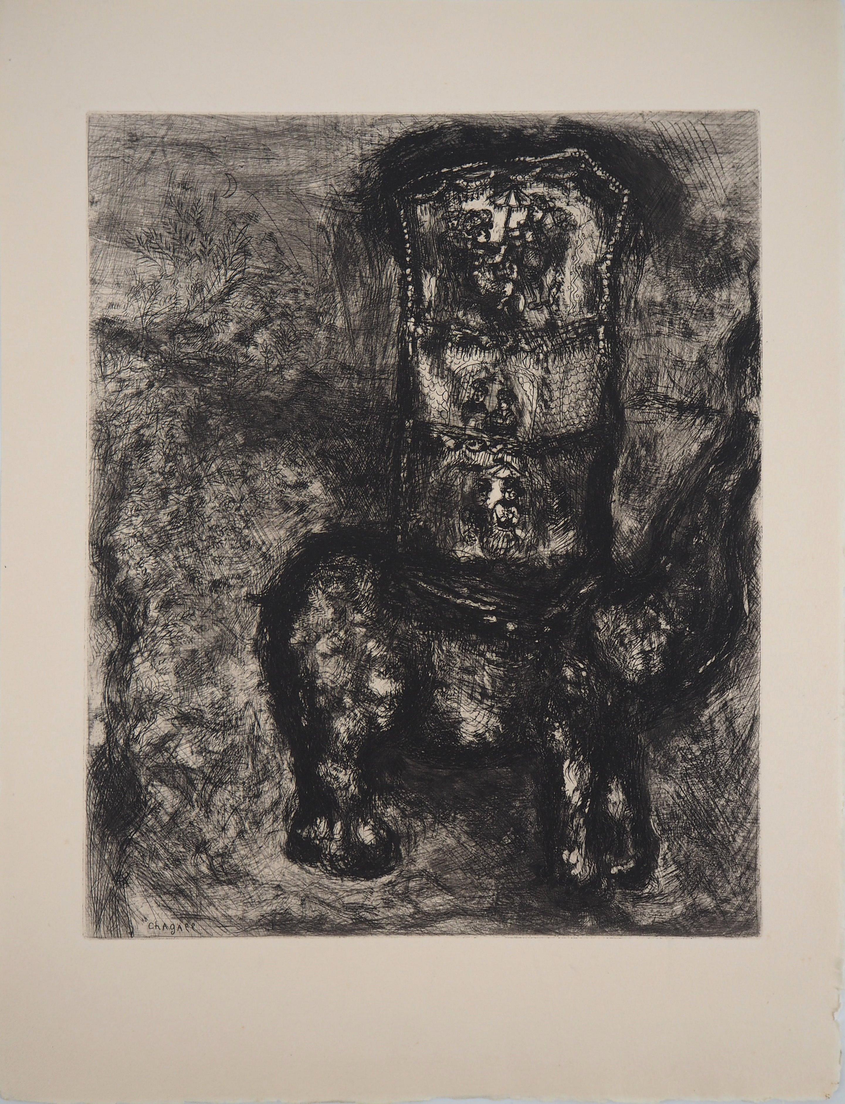 Animal Print Marc Chagall - Le rat et l'éléphant - Gravure originale - Réf. Sorlier n°179