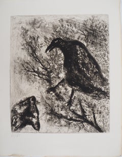 Vintage The Raven and the Fox - Original etching - Ref. Sorlier #195