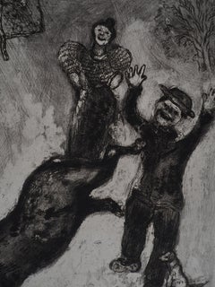 The Rebellious Donkey (Donkey and Dog) - Original etching - Ref. Sorlier #180