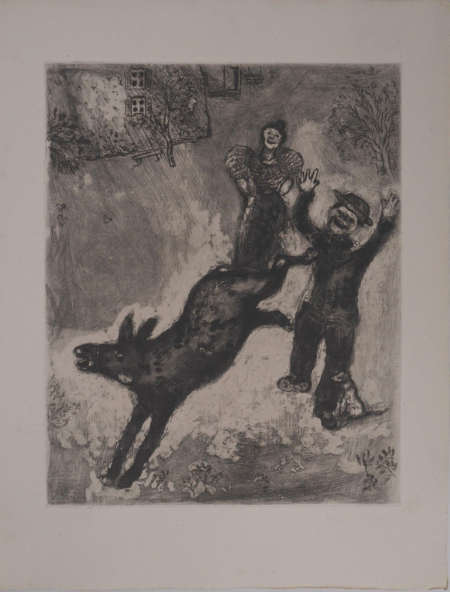 Marc Chagall Animal Print - The Rebellious Donkey (Donkey and Dog) - Original etching - Ref. Sorlier #180