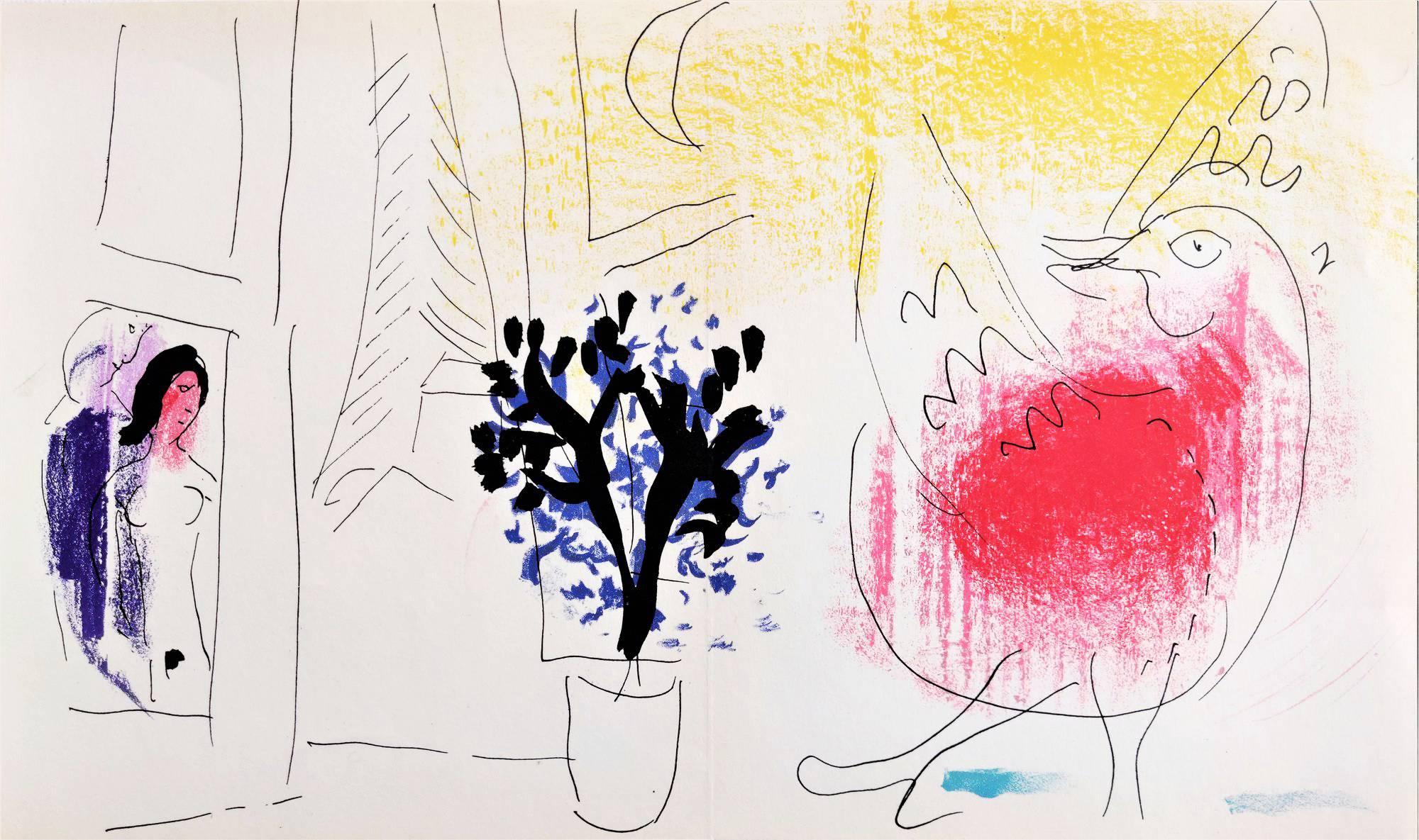 Marc Chagall Figurative Print - The Red Rooster