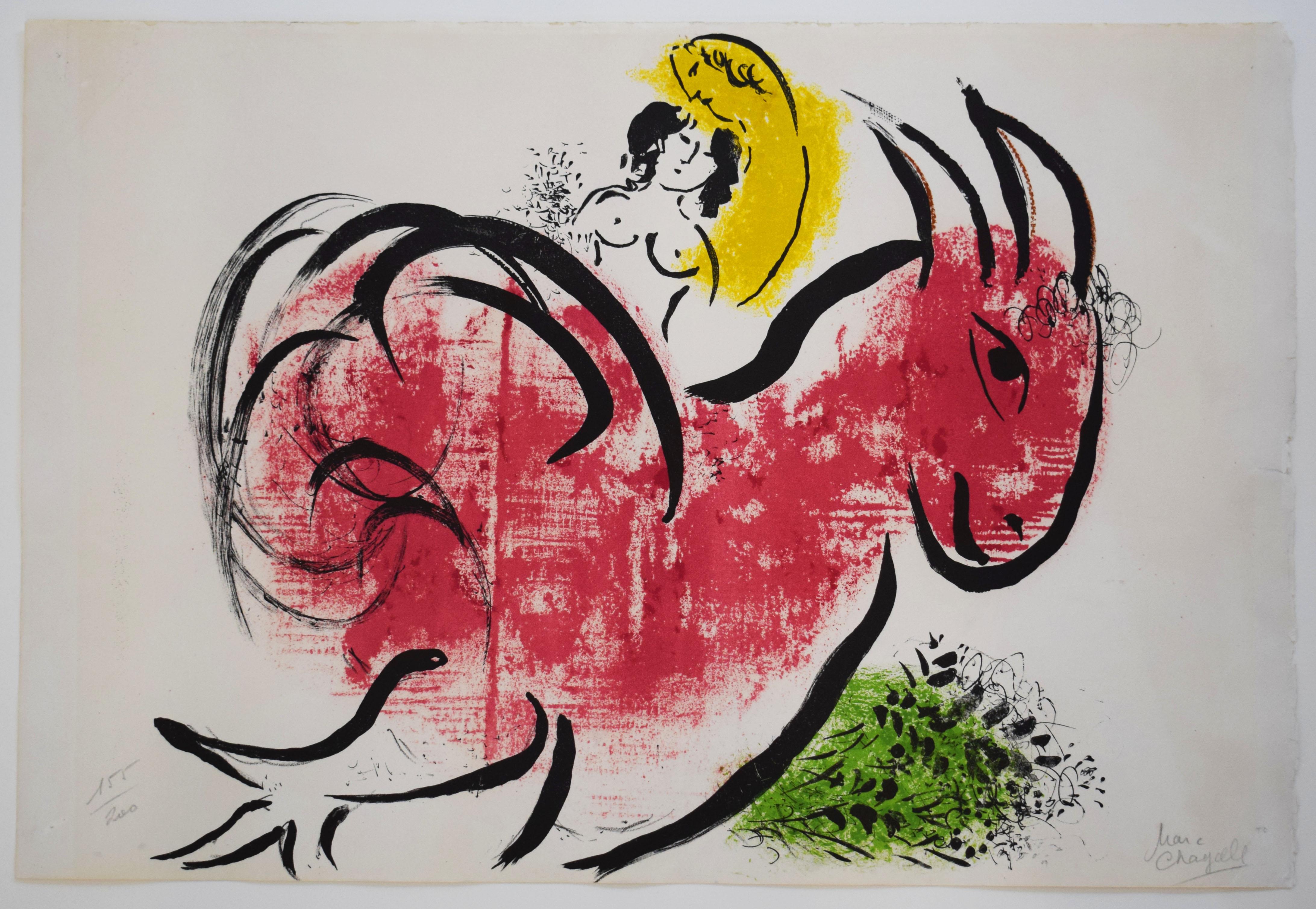 The Red Rooster | Le coq rouge - Circus French Russia - Print by Marc Chagall