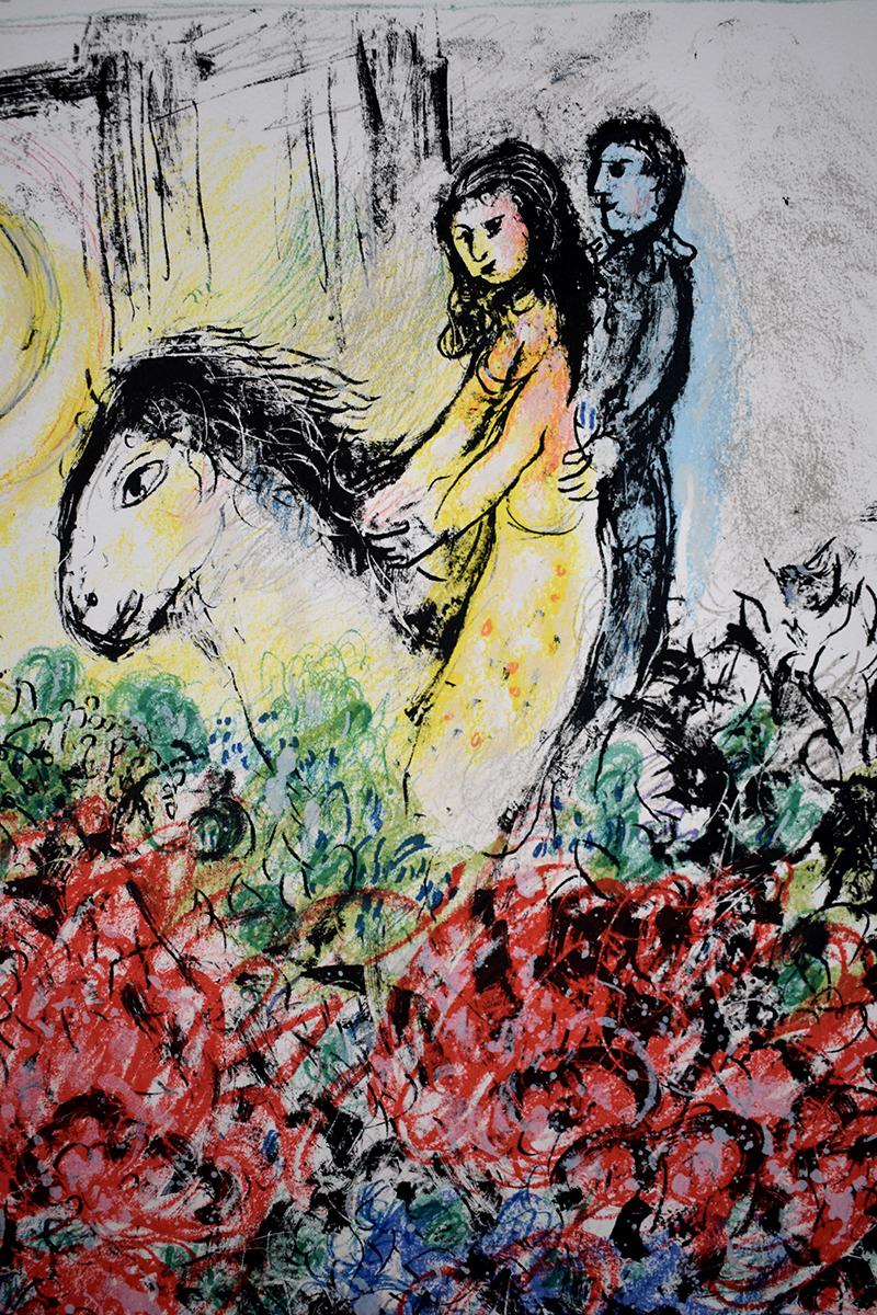 The Ride - Artiste français - Lithographie originale signée et datée à la main - Symbolisme - Fauvisme Print par Marc Chagall