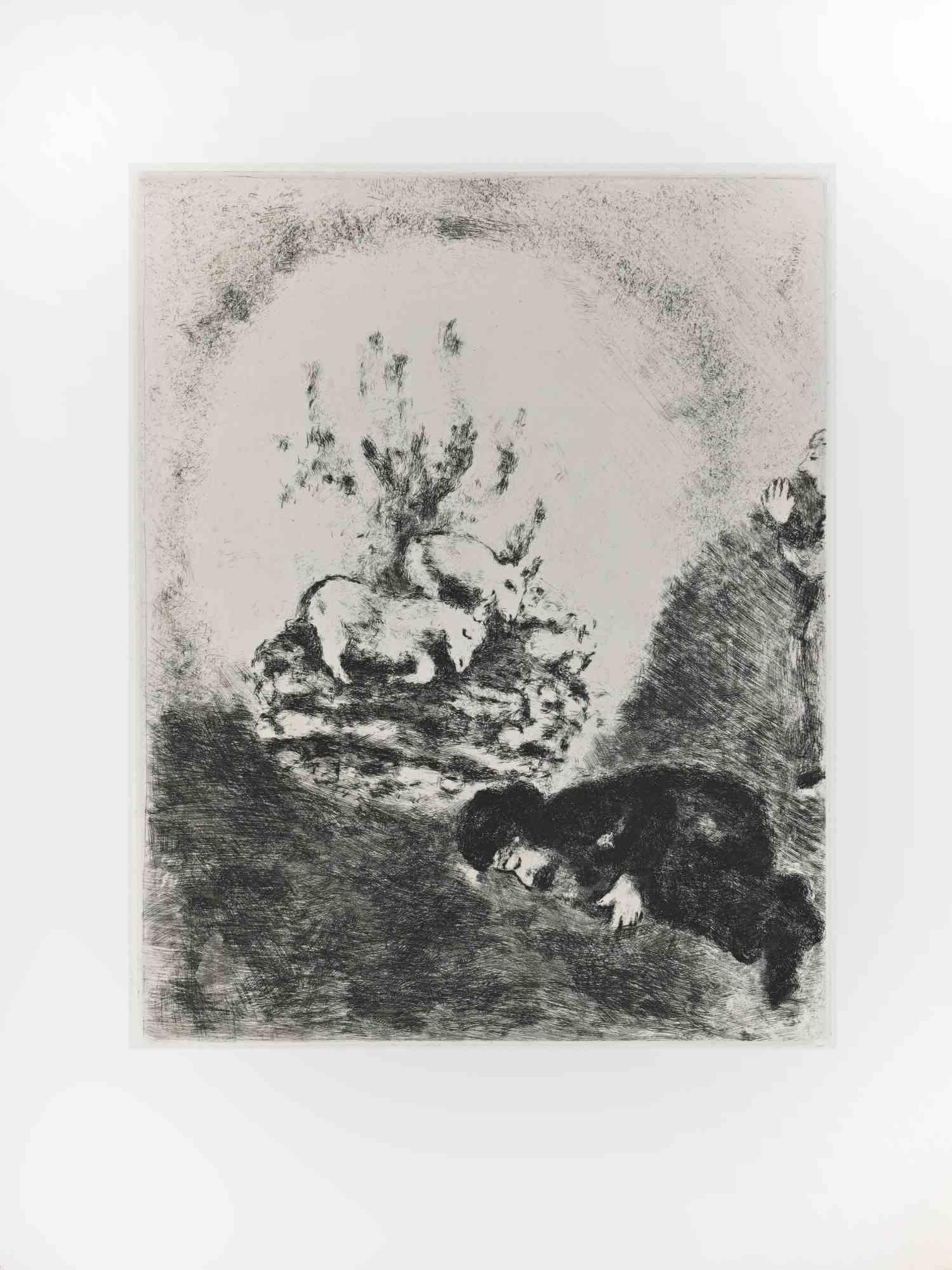 Etching on Montval wove paper, realized by Marc Chagall in 1931-39 and published by Tériade in 1956.

Edition of 275+30 out of commerce copies.

Not signed nor numbered, as issued.

Excellent impression with full margins a a bright and fresh