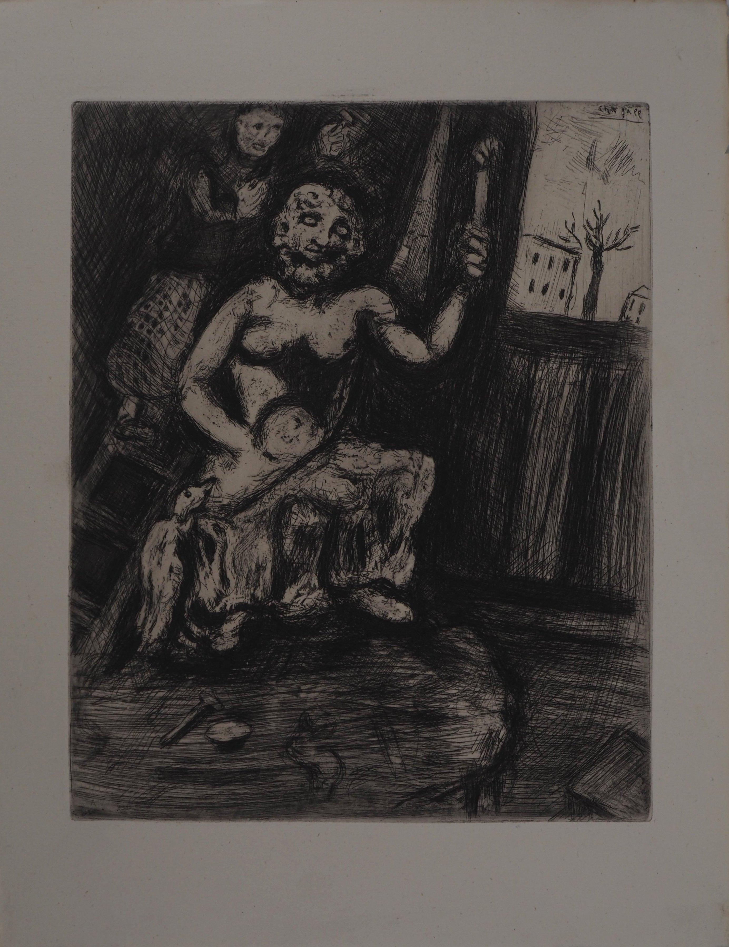 Marc Chagall Animal Print - The Sculptor's Studio - Original etching - Ref. Sorlier #183