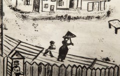 The Small Town from Les Ames Mortes, Etching by Marc Chagall