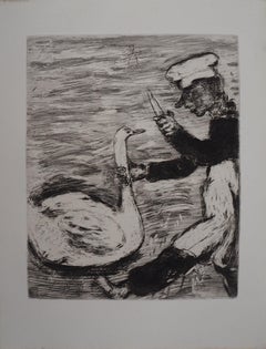 The Swan and The Cook - Original etching - Ref. Sorlier #129